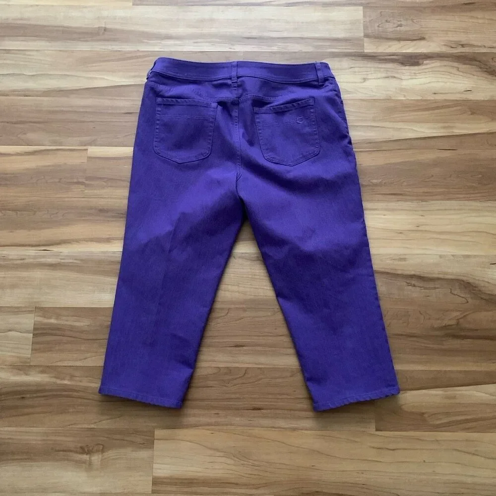 Chicos Jeans Womens 2 US 12 Purple Denim Cropped Capri Stretch Everyday Casual - Picture 2 of 6
